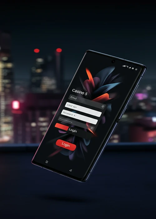 Interface de connexion sécurisée de Play Regal Casino avec champs email et mot de passe sur fond sombre, logo lumineux